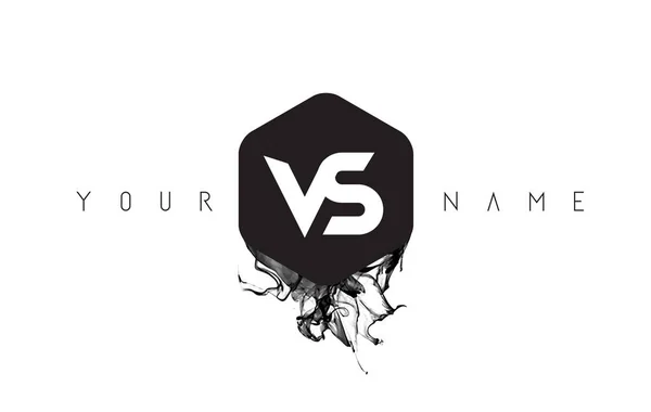 Logo lettera VS Design con fuoriuscita inchiostro nero — Vettoriale Stock