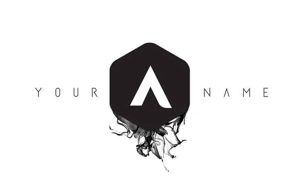 Um projeto do logotipo da carta com derramamento de tinta preta — Vetor de Stock