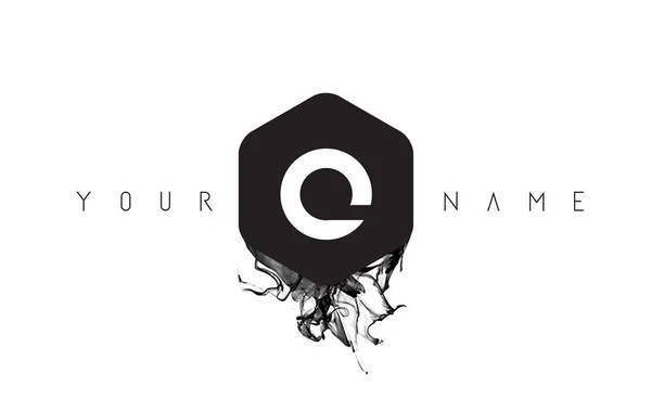 O Lettera Logo Design con fuoriuscita inchiostro nero — Vettoriale Stock