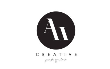 AH Letter Logo Design with Black Circle and Serif Font. clipart