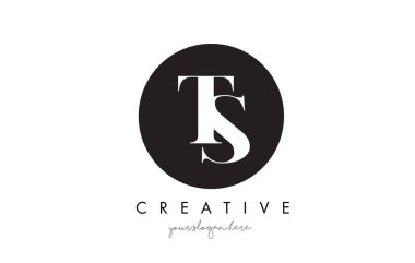 Siyah daire ve Serif yazı tipi TS mektup Logo tasarımı.