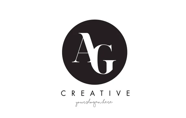 AG Letter Logo Design with Black Circle and Serif Font. — Stock Vector