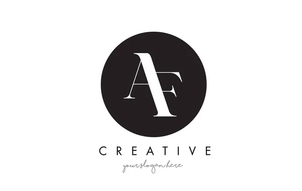 AF Carta Logo Design com Black Circle e Serif Font . — Vetor de Stock