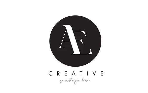 AE Letter Logo Design con cerchio nero e carattere Serif . — Vettoriale Stock