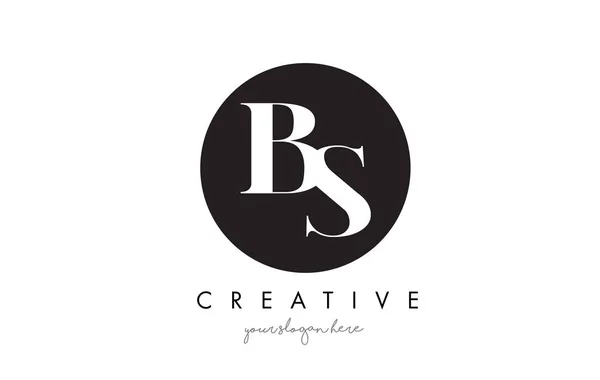 BS Carta Logo Design com Black Circle e Serif Font . — Vetor de Stock