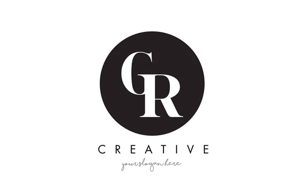 GR Carta Logo Design com Black Circle e Serif Font . — Vetor de Stock