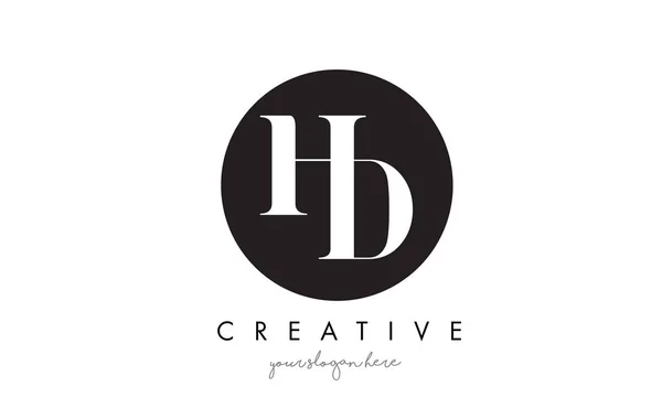 Design del logo della lettera HD con cerchio nero e carattere Serif . — Vettoriale Stock