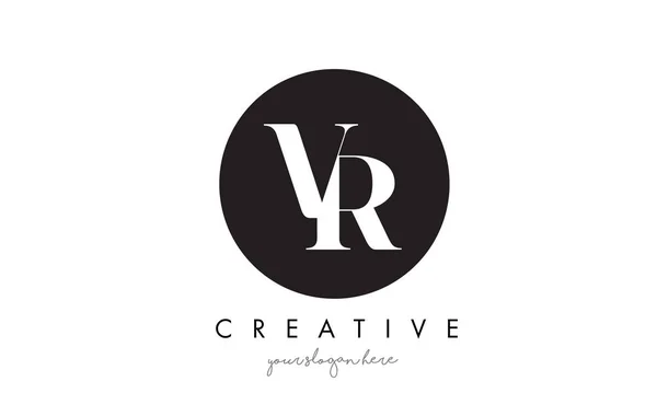 VR Carta Logo Design com Black Circle e Serif Font . — Vetor de Stock