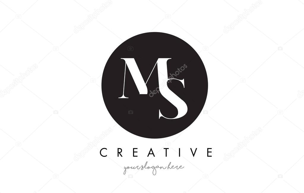 Ms Letter Logo Design With Black Circle And Serif Font Vector Illustration Larastock