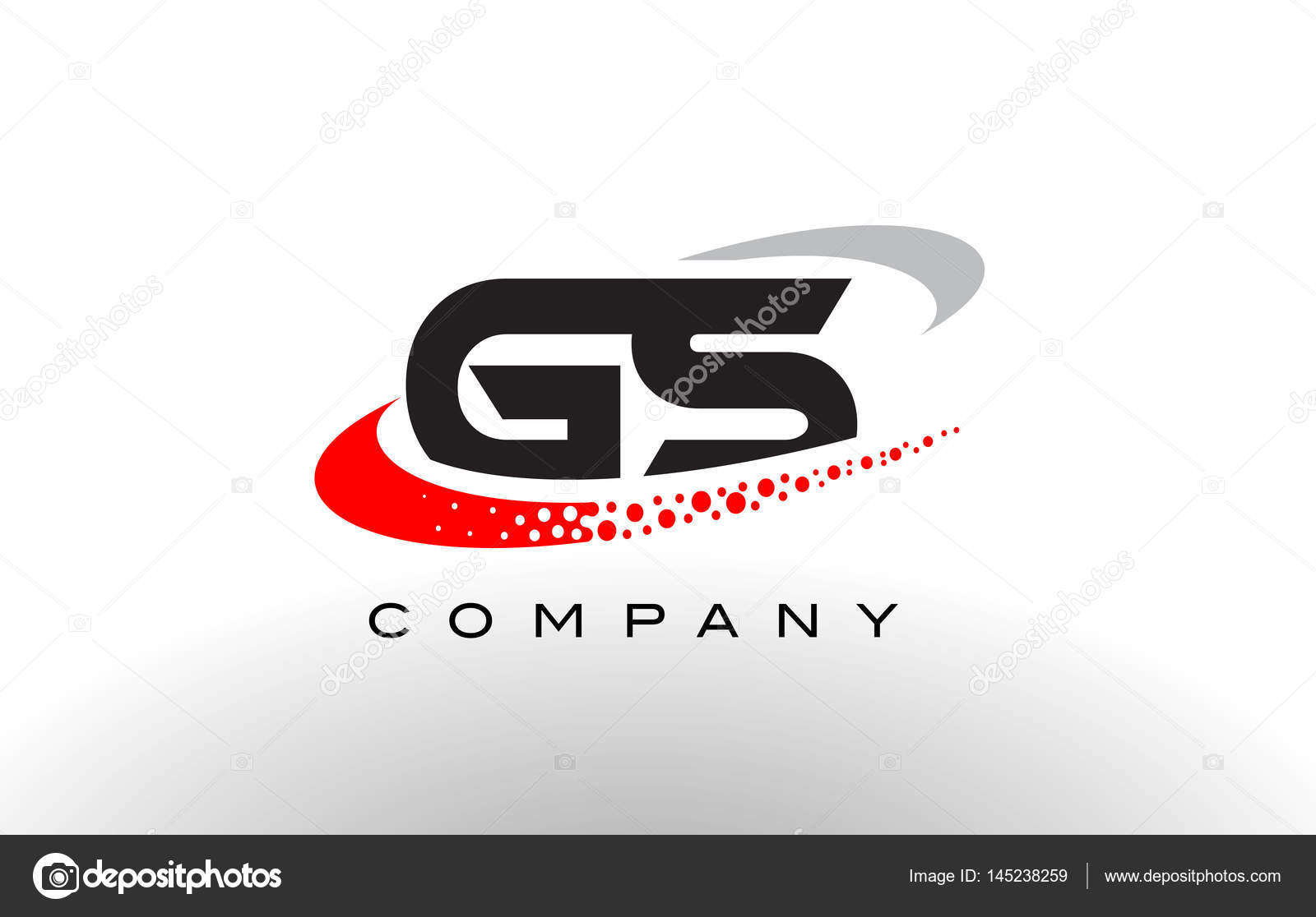 GS Modern Letter Logo Design with Red Dotted Swoosh Stock Vector ...