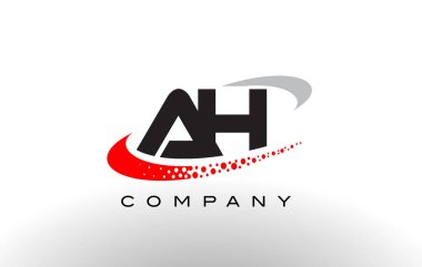 Ah Modern mektup Logo tasarımı kırmızı noktalı Swoosh 
