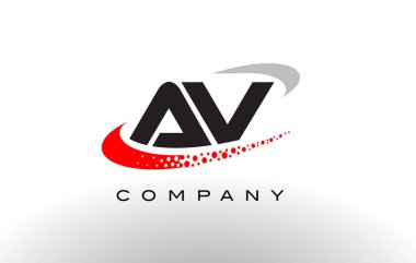 Av Modern mektup Logo tasarımı kırmızı noktalı Swoosh 