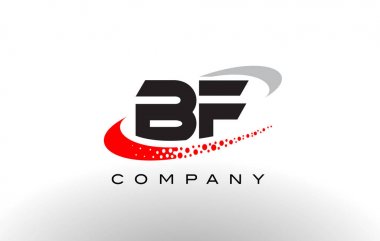 BF Modern mektup Logo tasarımı kırmızı noktalı Swoosh 