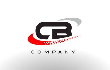 CB Modern mektup Logo tasarımı kırmızı noktalı Swoosh 