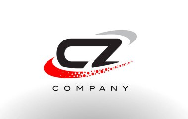 CZ Modern mektup Logo tasarımı kırmızı noktalı Swoosh 