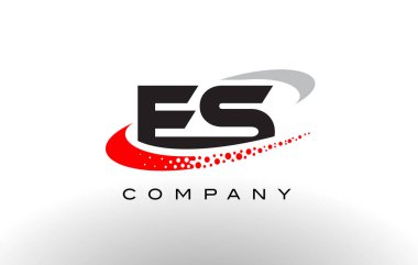 Es Modern mektup Logo tasarımı kırmızı noktalı Swoosh 