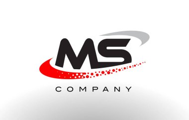 MS Modern mektup Logo tasarımı kırmızı noktalı Swoosh 