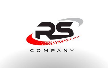 RS Modern mektup Logo tasarımı kırmızı noktalı Swoosh 