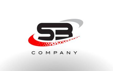 SB Modern mektup Logo tasarımı kırmızı noktalı Swoosh 