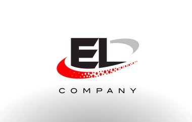 El Modern mektup Logo tasarımı kırmızı noktalı Swoosh 