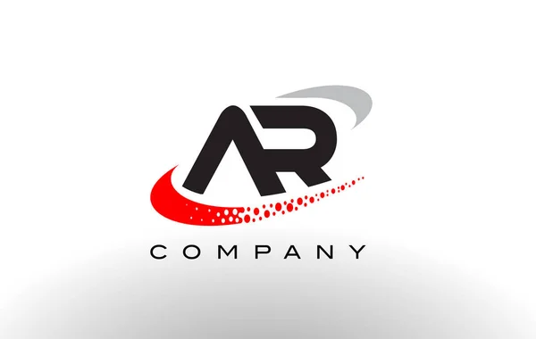AR Modern mektup Logo tasarımı kırmızı noktalı Swoosh — Stok Vektör
