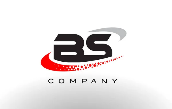BS Carta Moderna Diseño de Logo con puntos rojos Swoosh — Vector de stock