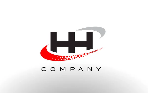 HH Modern brev Logotypdesign med röda prickade Swoosh — Stock vektor