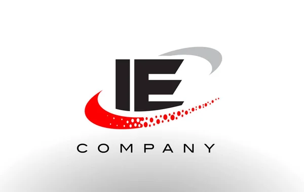 IE Lettera moderna Logo Design con Swoosh punteggiato di rosso — Vettoriale Stock