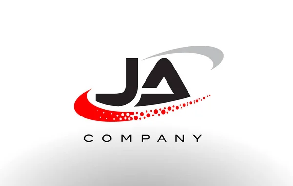 JA carta moderna Logo Design com Swoosh pontilhado vermelho —  Vetores de Stock