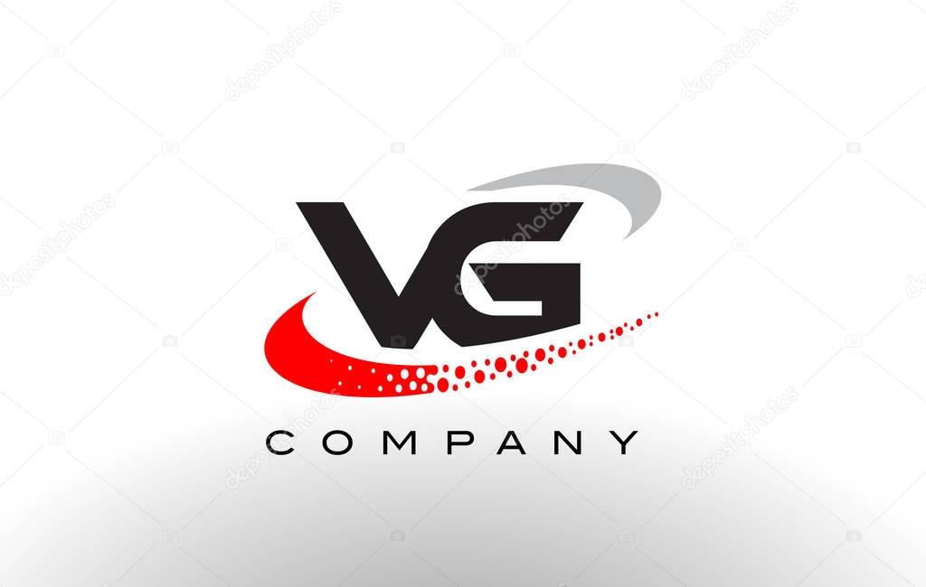 VG Modern Letter Logo Design with Creative Red Dotted Swoosh Vector