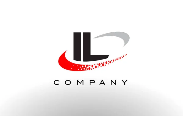 Il nowoczesne list Logo Design z czerwonymi kropkami Swoosh — Wektor stockowy