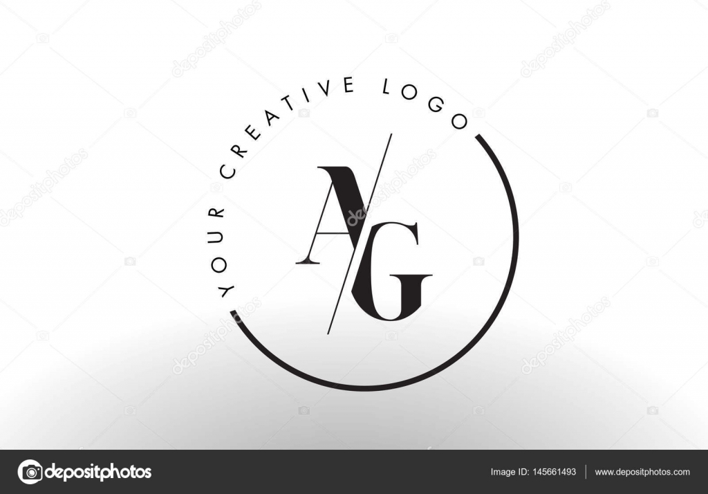 Ag Serif Letter Logo Design With Creative Intersected Cut Stock