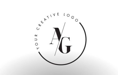 AG Serif Letter Logo Design with Creative Intersected Cut. clipart