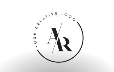 AR Serif mektup Logo tasarımı yaratıcı kesim kesişti.