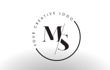 MS Serif mektup Logo tasarımı yaratıcı kesim kesişti.
