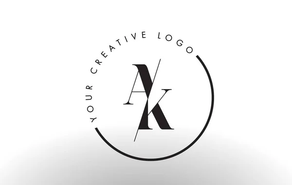 Ak Serif dopis Logo Design s kreativní prolínaným řez. — Stockový vektor