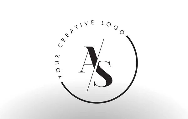 АС Серіф Літера Дизайн логотипу з креативним перерваним вирізом . — стоковий вектор