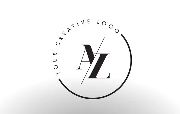 AZ Serif brief Logo Design met creatieve doorsneden snede. — Stockvector