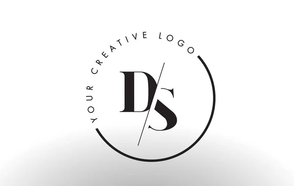 Ds セリフ文字ロゴ デザインと創造的交差カット. — ストックベクタ