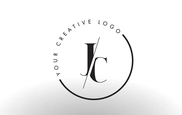 Jc Serif 편지 로고 디자인 크리에이 티브 교차 컷. — 스톡 벡터