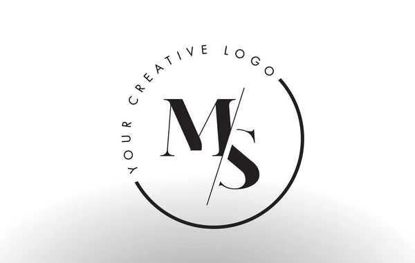 MS Serif brief Logo Design met creatieve doorsneden snede. — Stockvector