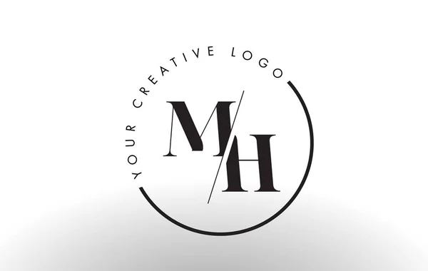 Mh Serifenbuchstabe Logo-Design mit kreativem Schnittschnitt. — Stockvektor