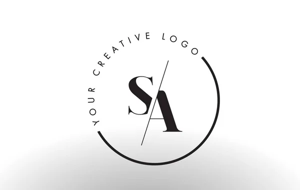 SA Serif Lettre Logo Design avec coupe créative recoupée . — Image vectorielle