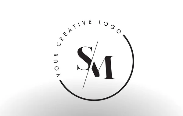 SM Serif Letter Logo Design with Creative Intersected Cut. — Stock Vector