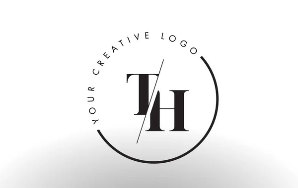 Rancangan Logo Huruf TH Serif dengan Potong Berpotongan Kreatif . - Stok Vektor