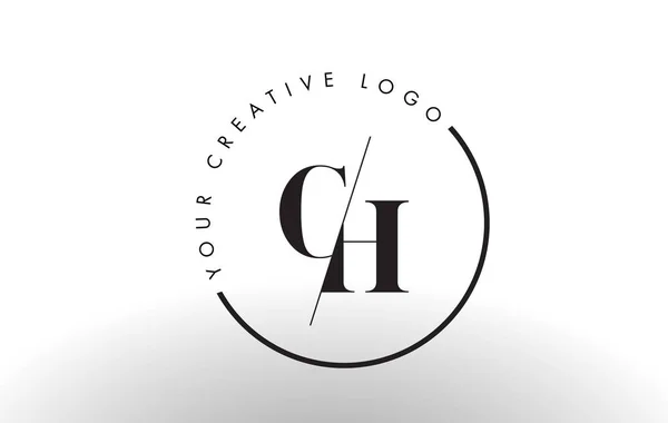 Ch Serif dopis Logo Design s Creative prolínají řez. — Stockový vektor