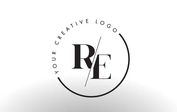 Re Serif dopis Logo Design s kreativní prolínaným řez. — Stockový vektor
