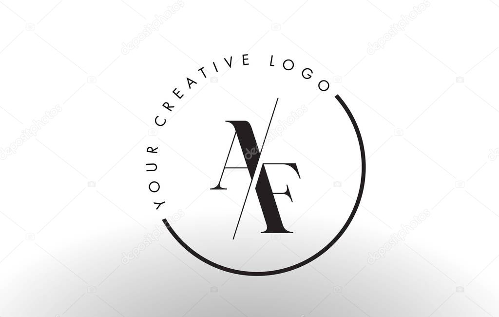 AF Letter Logo Design with Creative Intersected and Cutted Serif Font.