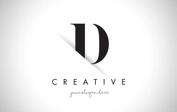 Σχεδιασμός λογότυπου γράμμα D με δημιουργική χαρτί κομμένα — Διανυσματικό Αρχείο