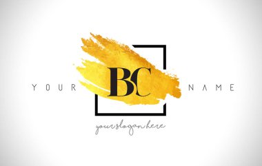 BC Golden Letter Logo Design with Creative Gold Brush Stroke clipart